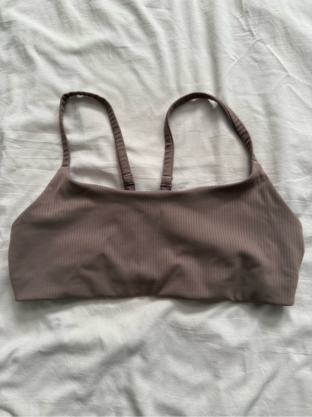 Lululemon Wunder Train Strappy Racer Bra Ribbed Taupetastic size 10 - Picture 2 of 3